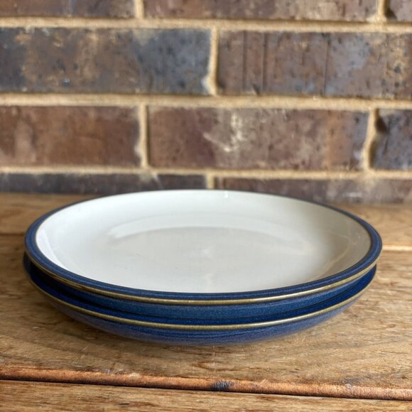 2 Dansk Plateau Blue Salad Plates 7 7/8” Blue Trim Utensil Marks, No Chips - Picture 2 of 5